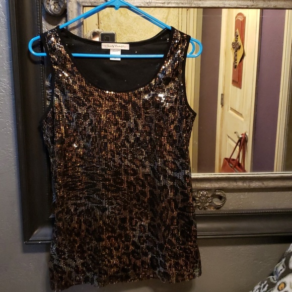 Sweetly Wonderful Leopard Sequin Tank - Picture 1 of 2